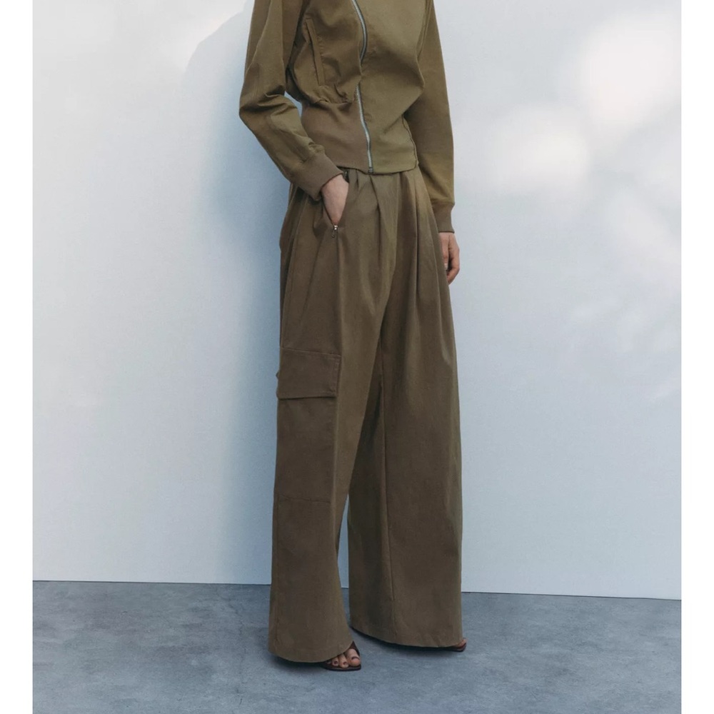 Olive Green Women's Wide-Leg Pants
